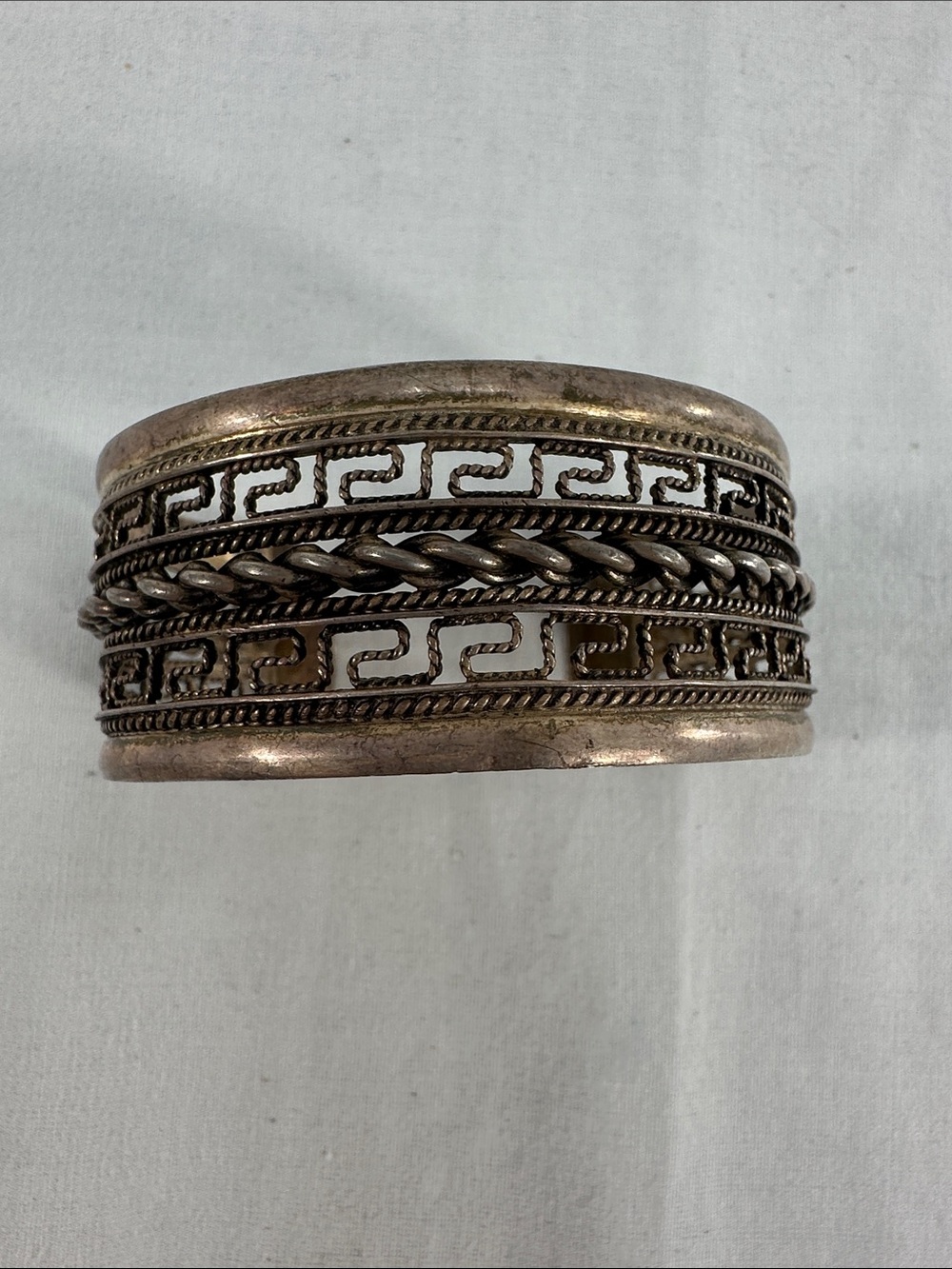 Cuff Bracelet Scroll Silver 925 or 565? Signed HIO 31.7 Grams Vtg? Sz 7 3/4"